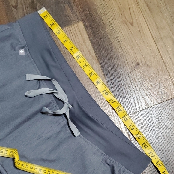 Figs Gray Scrub Pants with Tapered Leg Design Tie Waist - Picture 8 of 10